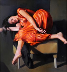 robert lenkiewicz - esther in orange and red dress - estimate £15,000-20,000